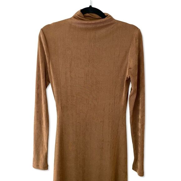 SER.O.YA Kim Brown Mock Neck Bodycon Dress maxi gown $258 NWT M - Picture 10 of 13